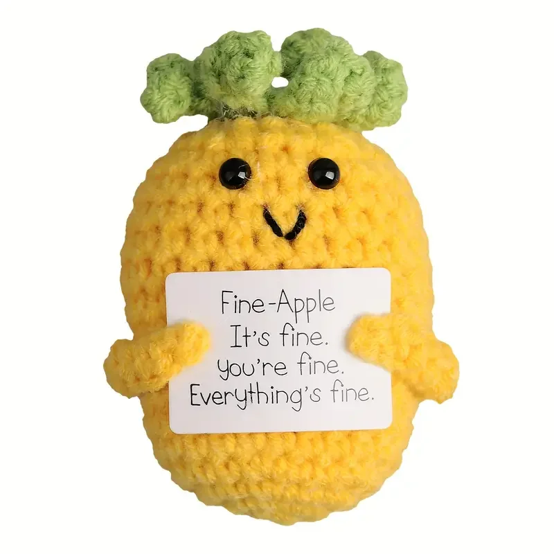 Handgefertigter gehäkelter motivierender Plüsch aus feinem Ananas, Stoff-Sammelpuppe für Partydekoration, bezaubernde positive Energieverzierung