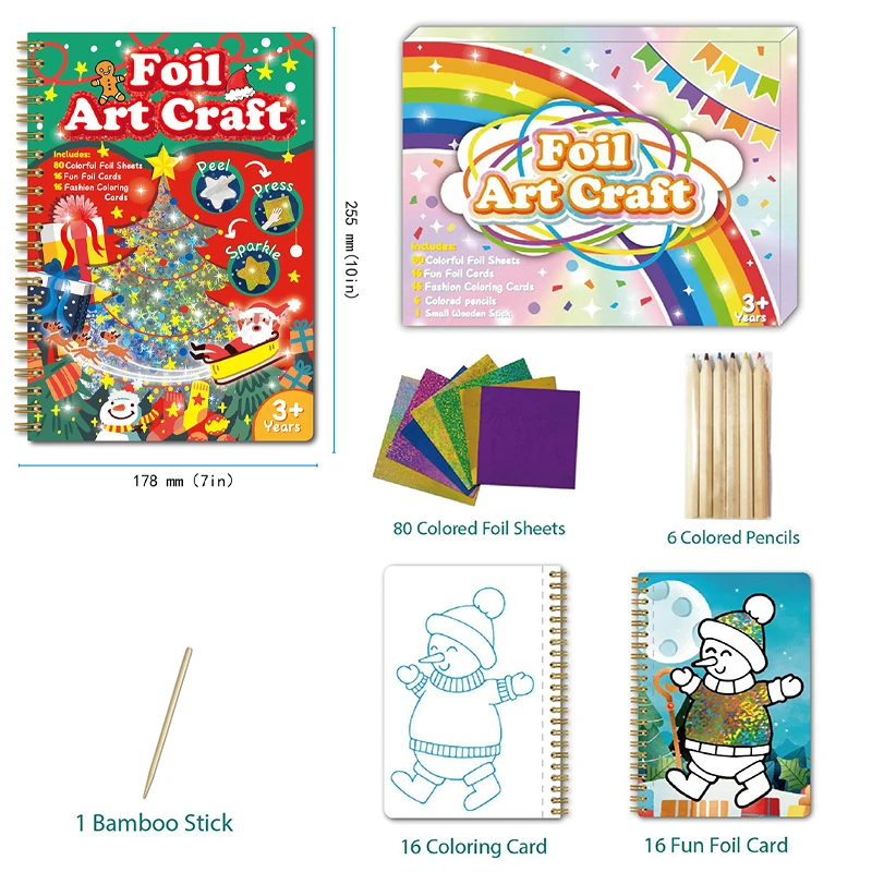 Kids Fun Foil Art Set Montessori Drawing Toy Animal Colouring Book Kindergarten DIY Crafts Creative Activity Toys Christmas Gift 6