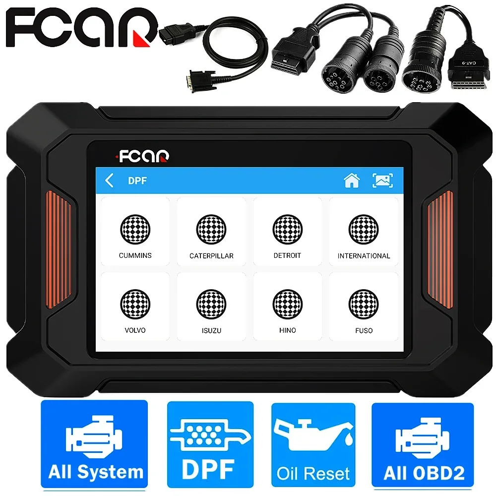 

Fcar F802 Heavy Duty Truck Scanner DPF Regeneration All System Diagnostic Scan Tool Diesel OBD2 Scanner for Cummins, Caterpillar