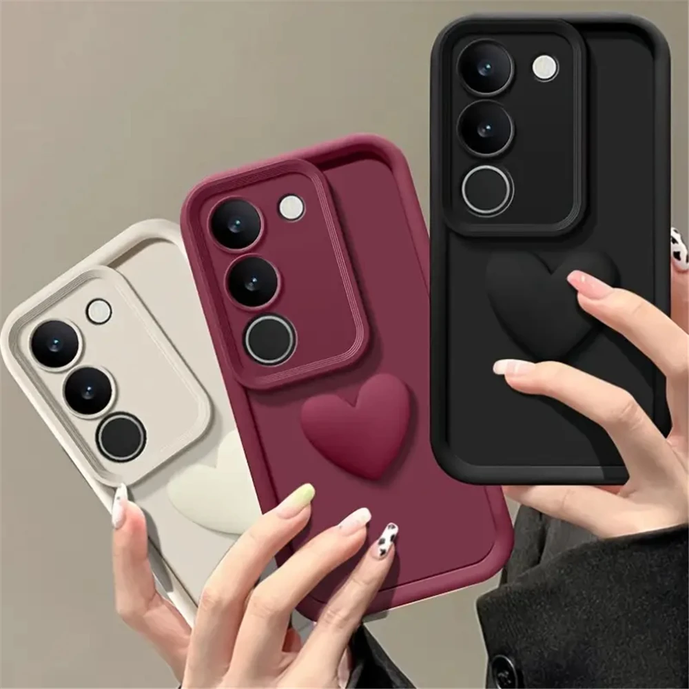 3D Love Heart Matte Silicone Shockproof Phone Case