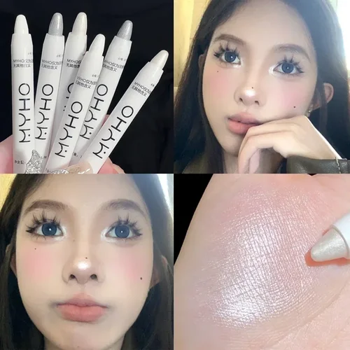 누에 글리터 하이라이터 펜슬, 오래 지속되는 브라이트닝, 눈 모서리 진주 광택, 화이트 아이섀도우 펜, 샤이니 아이 코스메틱 2