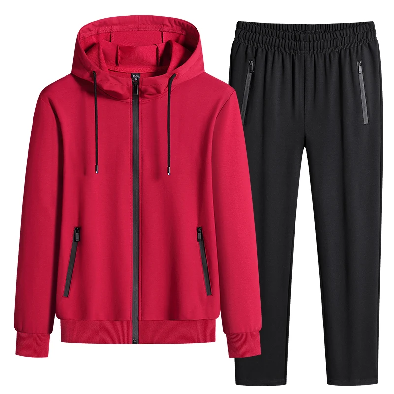 thumbnail image 1 of WINSTAND Conjuntos de ropa deportiva de talla grande para hombre, nueva ropa de primavera y otoño, traje de pantalones con capucha para hombre, sudadera + pantalones deportivos de 2 piezas 8XL, 1 of 5