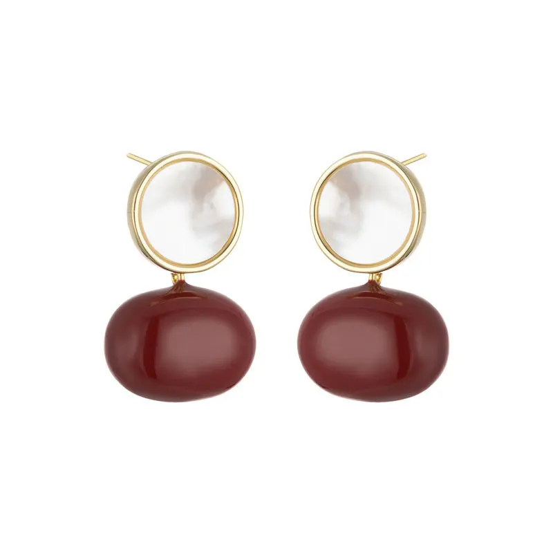 

Fashion Popular Drip Shell Earrings Niche Light Luxury Oval Flat Earrings New Sweet Personality Women Earrings