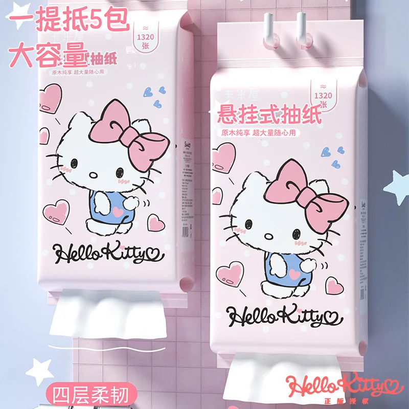 

Sanrio Hello Kitty Pochacco Hanging Draw Paper Toilet Paper High Capacity Family Pack Four Layers Thicken Increase Facial Tissue