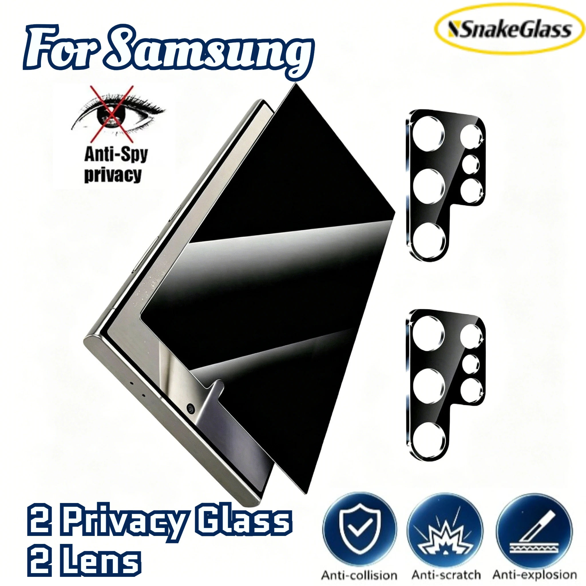 Dual Screen and Lens Protector with Anti-Prying and Anti-Fingerprint Glass