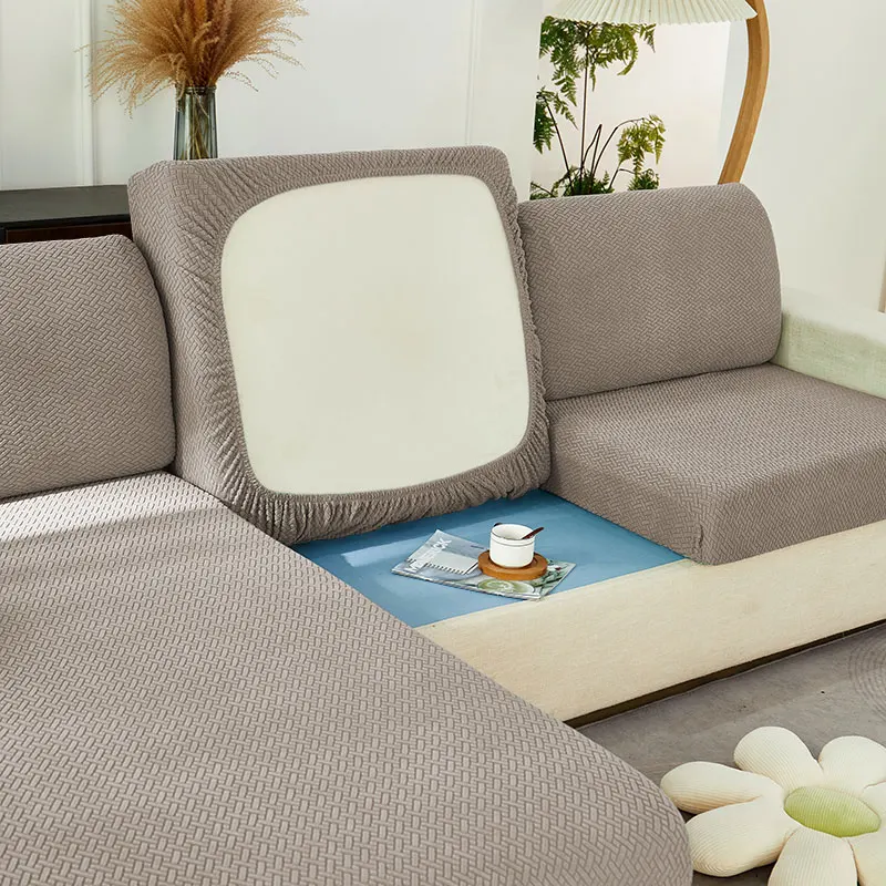 Jacquard Fabric Solid Colors Sofa Seat Cover For Living Room Removable Couch Slipcover Thicken Elastic Furniture Protector 3