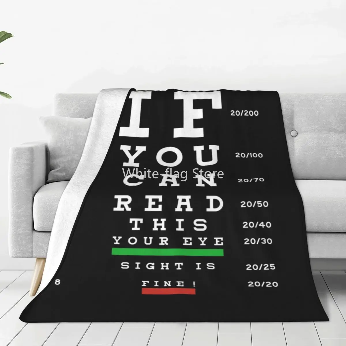 

3D Printed Optician Eye Test Exam Blankets Comfortable Soft Flannel Summer Myopia Chart Throw Blanket for Sofa Office Bed