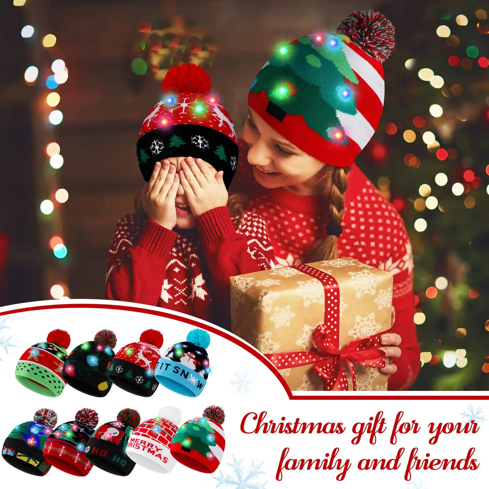 Gorro Navidad Con Luz Led Regalo Navideño Caramelos Galletas