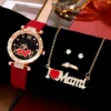 5pcs/set Women's Watch I Love Mama Quartz Watch Shiny Rhinestone Analog Wrist Watch & Jewelry Set, Mother's Day Gift For Mom 1