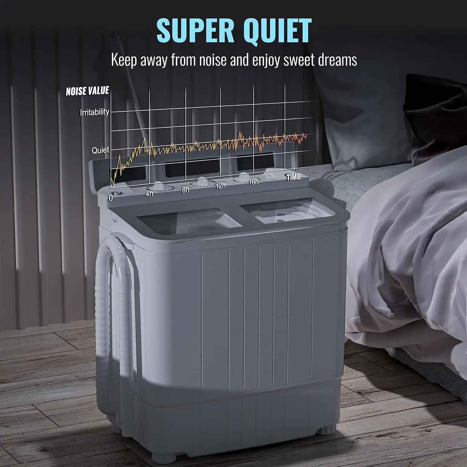 Portable Machine, 17.6 lbs Mini Small Laundry Washer Combo with Spin Dryer, Compact Twin Tub Washer Machine for Apartments, Dorm 5