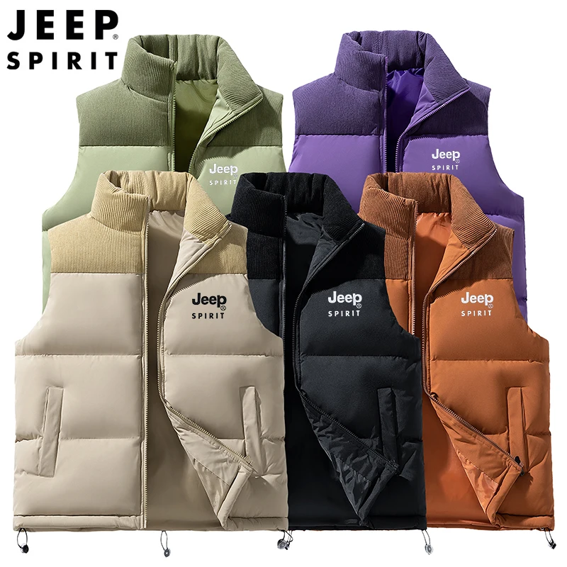 Veste sans manches Jeep Spirit pour homme décontractée sport chaude et coupe-vent col montant automne hiver