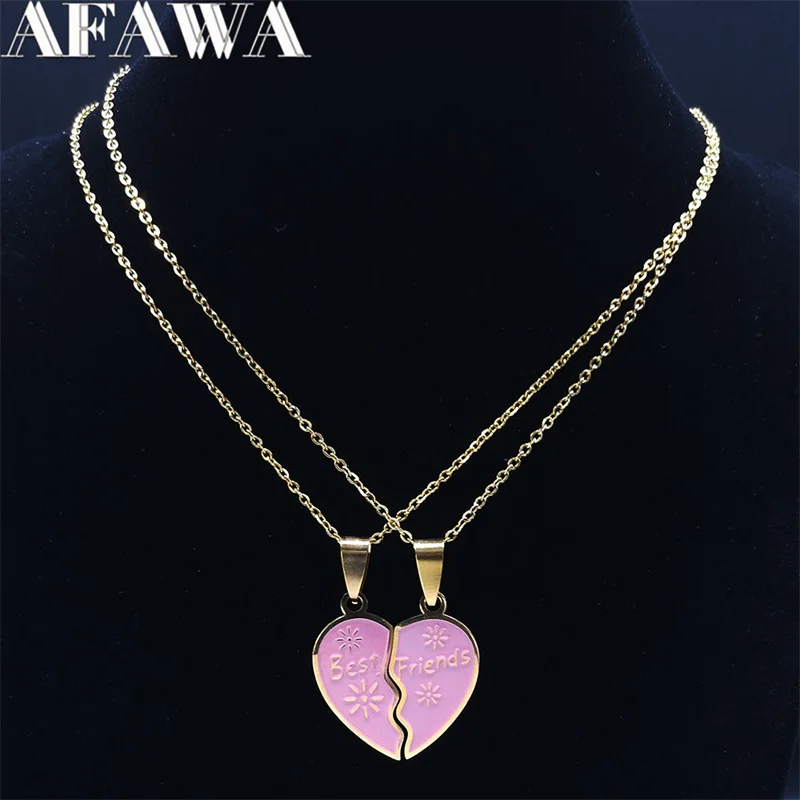 Couple Two Parts Best Friends Pendant Necklace Stainless Steel