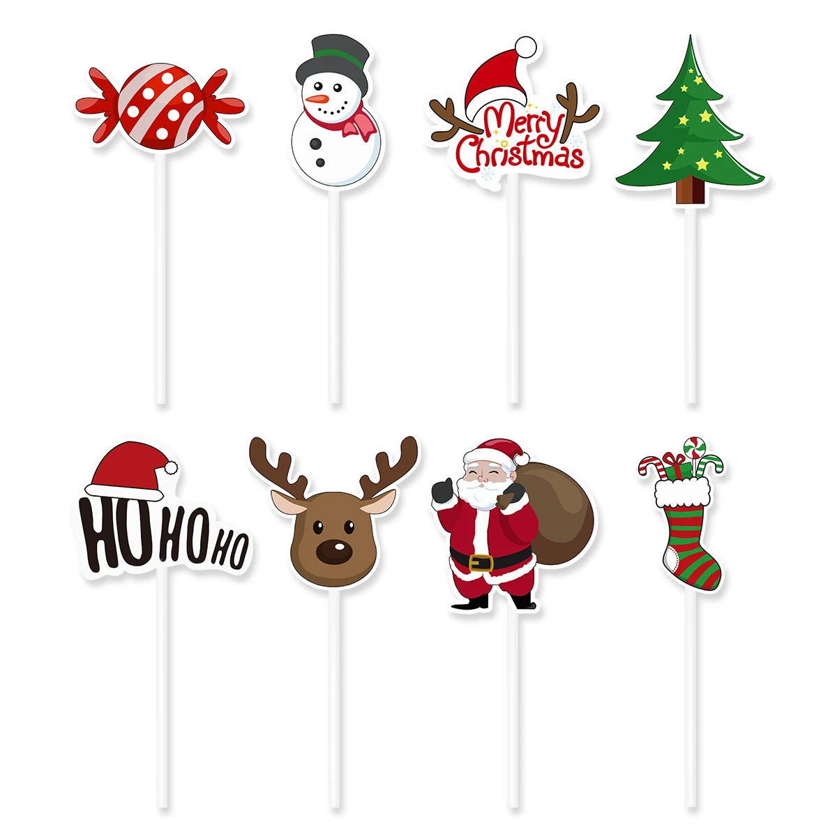 

72PCS Christmas Cupcake Toppers Santa Claus Tree Snowman Sock Candy Theme Party Cake Toppers Picks Decoration Supplies