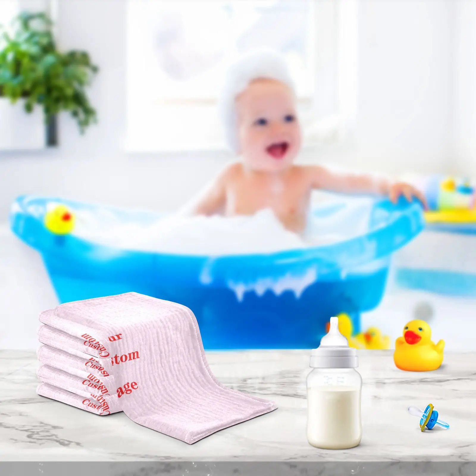 3/5PCS Baby Cotton Bath Towel 4-Layer Gauze Face Washcloth Squares Hand Wipe Newborn Bathing Feeding Kids Handkerchief