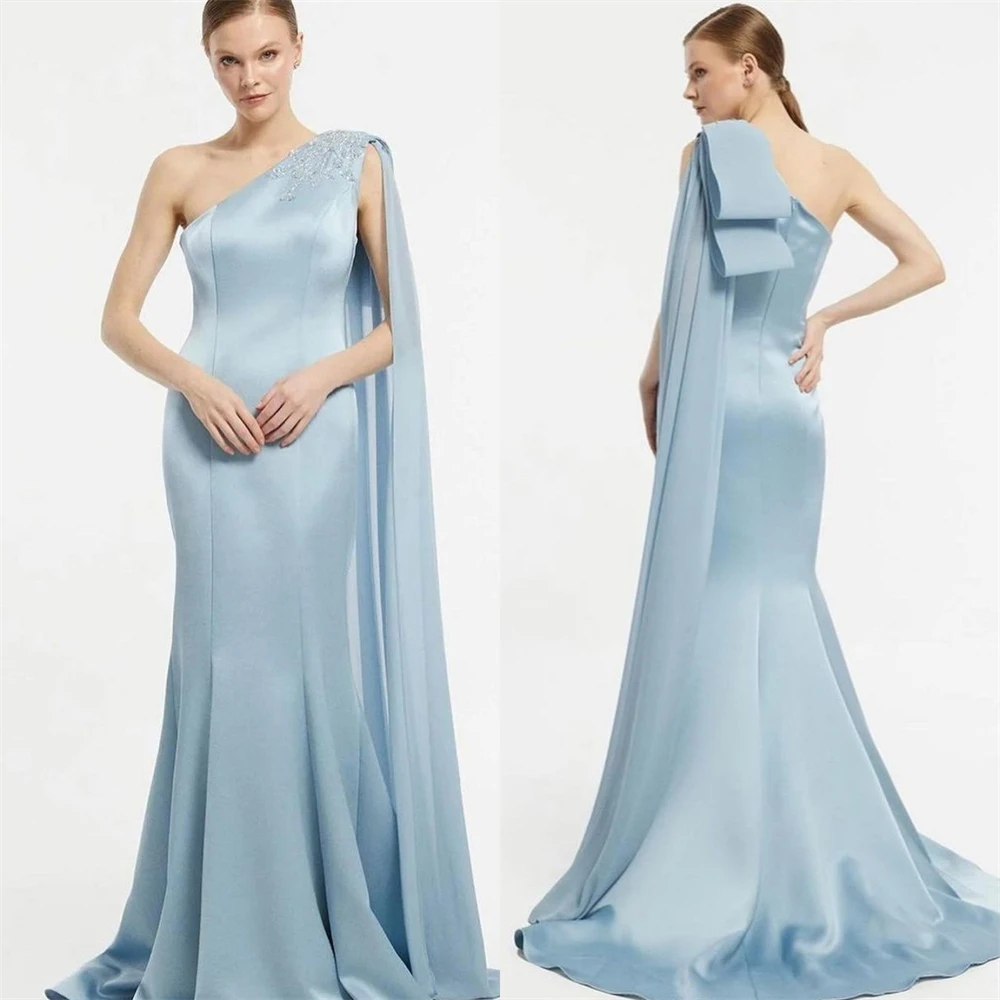 Jiayigong   Sexy Casual  Satin Beading Draped Pleat Party Mermaid One-shoulder Bespoke Occasion Gown Long Dresses