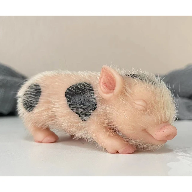 Mini Full Body Silicone Piglets AKA Micro Reborn Pigs Brown with Spots