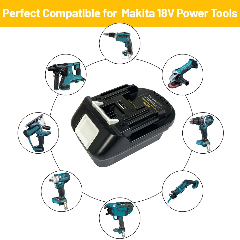 DM18M 배터리 어댑터는 Dewalt 18v-20v 리튬 배터리와 호환되며 Makita 18v 무선 전동 공구와 호환됩니다.