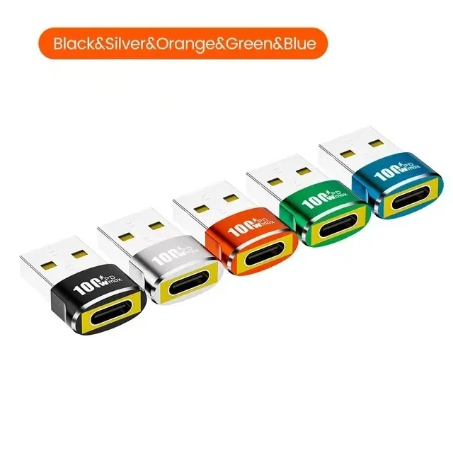 USB to Type C OTG Adapter - PD100W Fast Charging Connector (1/2/5 Pack)