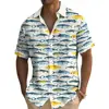 Summer Fashion Ocean Fish Print Men's Short Sleeve Casual Printed Tops Seaside Vacation Travel Wear Oversized Tops 5