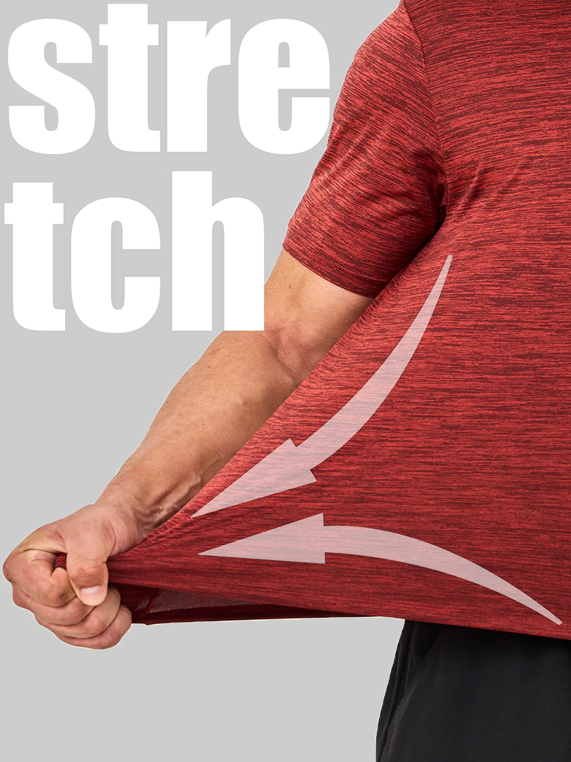 TACVASEN Summer Quick Dry T-shirts Mens Running Tee Shirts Short Sleeve Athlete Elastic Workout Sportswear Outdoor Casual Tops