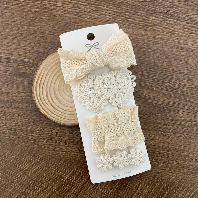 4 Stück/Set Niedliche Mädchen Spitzenblumen Haarspangen Set Kinder Haarklammern Barrettes Accessoires Damen Haarspangen Set Kopfschmuck – Detail 9