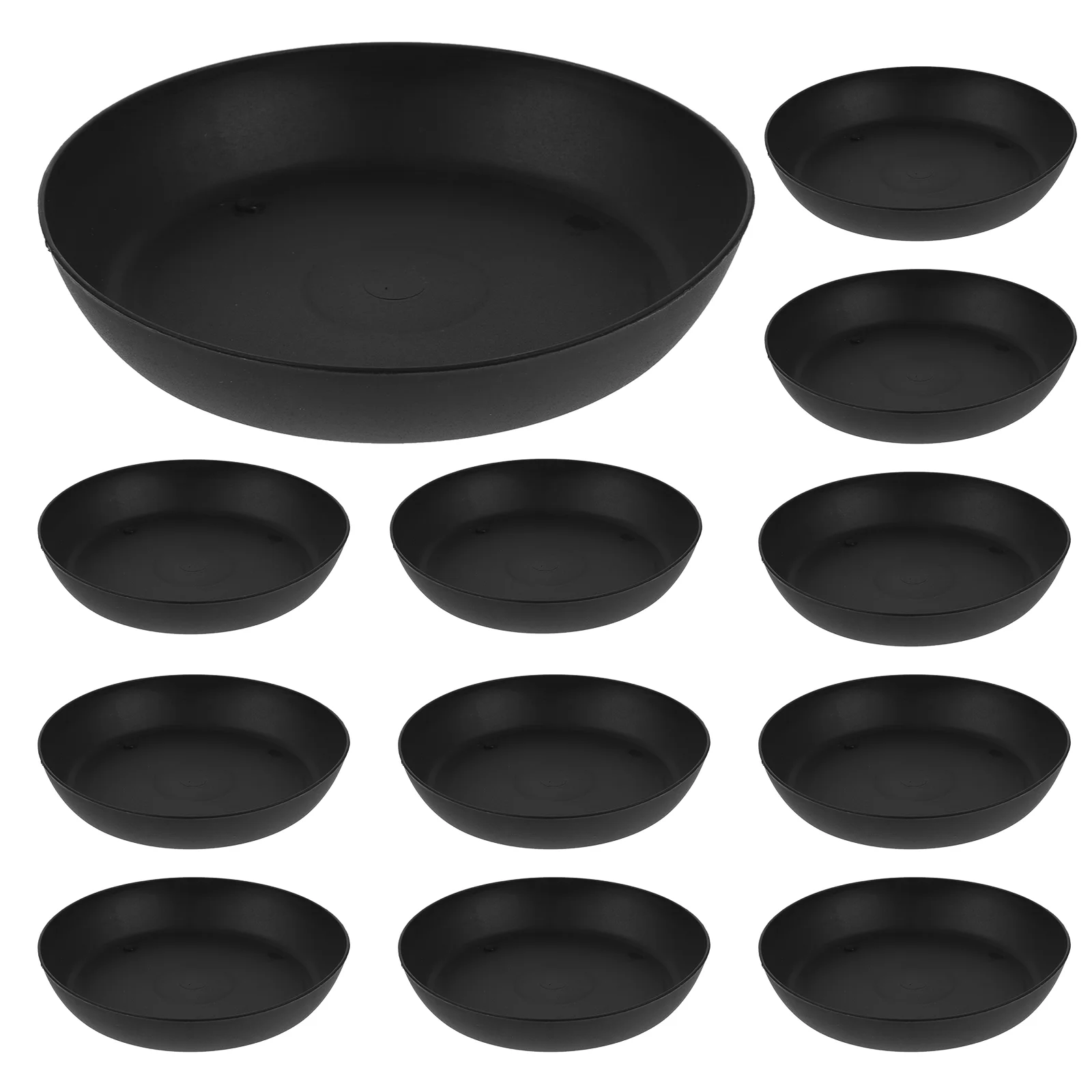 

Plastic Succulent Plant Pot Trays Round Flowerpot Bamboo Tray Plate (Black)