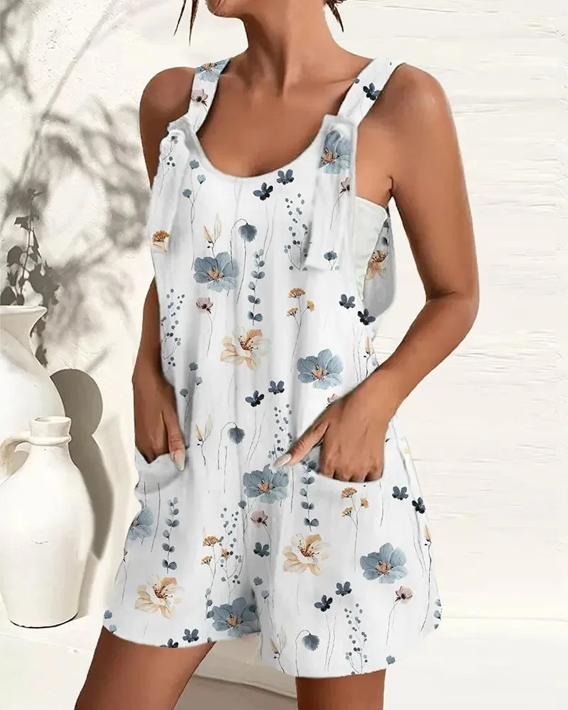 New Fashion 2024 Summer Casual Sexy Elegant Rompers Suspender Shorts Jumpsuit One Pieces Female Clothing Outfits