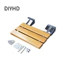 DIYHD SD 15" Shower Bench (40x34)cm,Teak Wood Floding Seat,Wall Mount Bathroom Stool for Inside shower to sit on,Waterproof 3