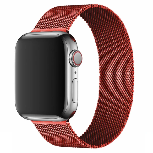 Magnetic Loop Strap For Apple watch Band 45mm 41mm 44mm 40mm 42mm 38mm Stainless steel correa bracelet iWatch serie 3 7 5 6 se 3 Red 10