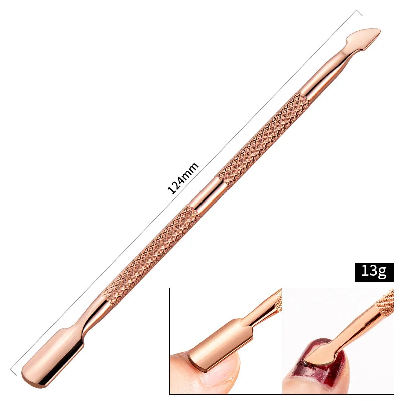 Nail Double-ended Stainless Steel Circle Beveled Head Cuticle Pusher Remover Manicure Sticks Tool For Nails Salon