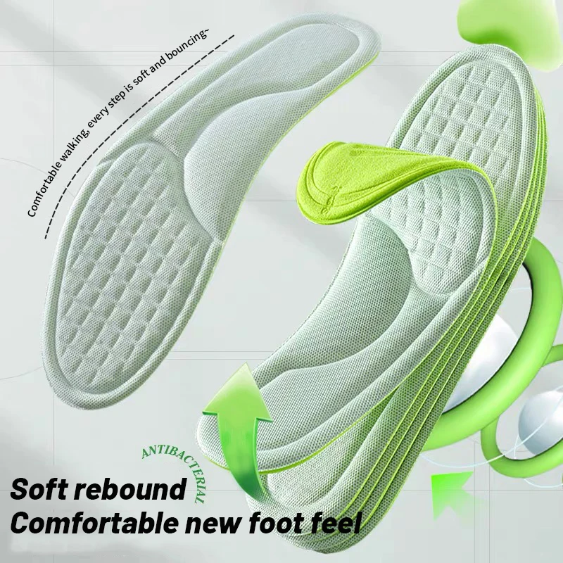 

Breathable Ergonomic Sweat Absorbing Light Weight Shoe Insole Soft Shock-absorbant Flat Foot Sneaker Insoles for Women and Men