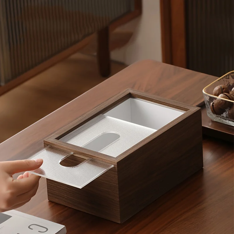 Elegant Wooden Tissue Box Holder - Classic Style Tabletop Decor for Living Room Dining Table - with Sliding Lid for Easy Access 3