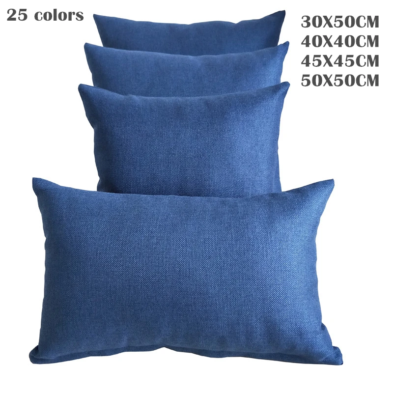 Solid 25 Pure Colored 4 Sizes Linen Cushions Case Sofa Couch Decorative Throw Pillows Modern Fashion Lumbar Pillows Decor Home 1