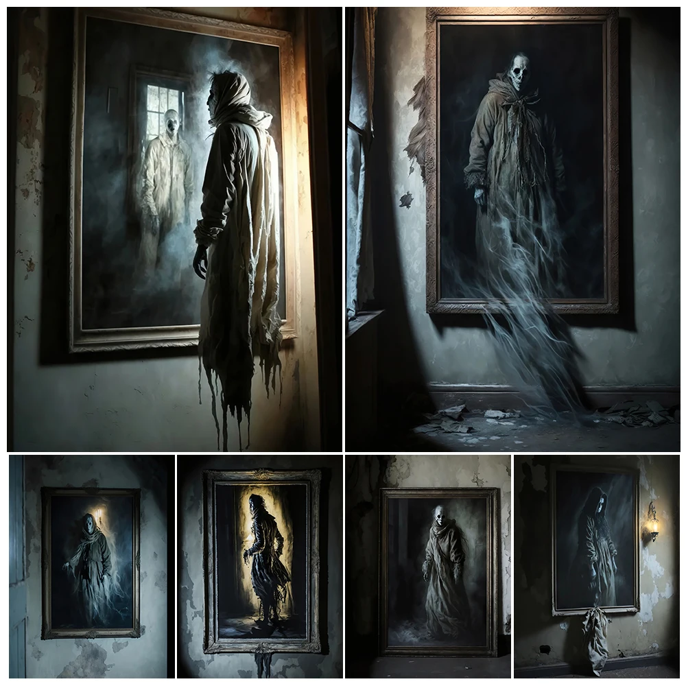 

The Terror Ghost Coming Out Of Oil Painting Vintage Wall Art Canvas Painting The Chilling Demon In The Painting,Ai Art Poster