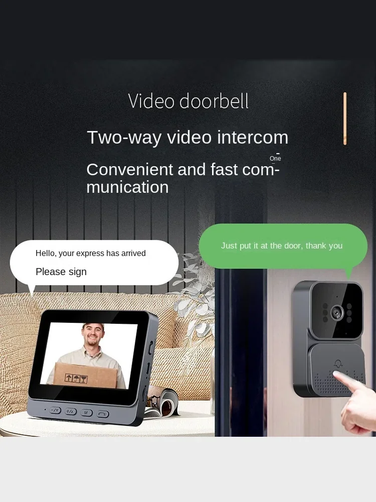 

M10 screen Wireless visual smart doorbell 4.3-inch Peephole Door Viewer Doorbell Camera 120° large infrared night vision 5V/2A