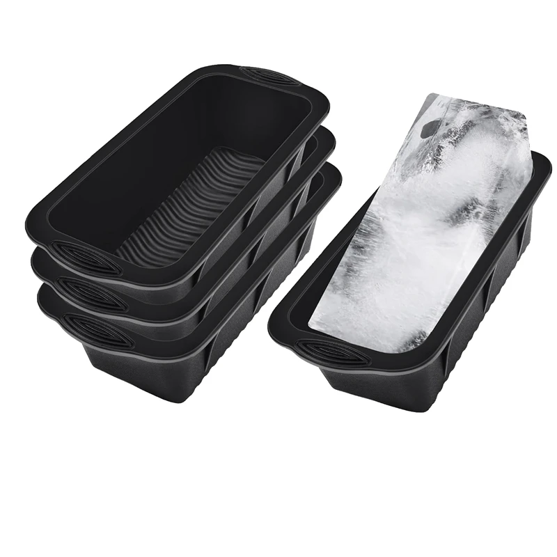 

4 Piece Ice Block Mold 9.4Lbs Ice-Cubes For Cold Plunge Or Coolers Black Reusable Silicone Ice Mold For Ice Bath Chiller