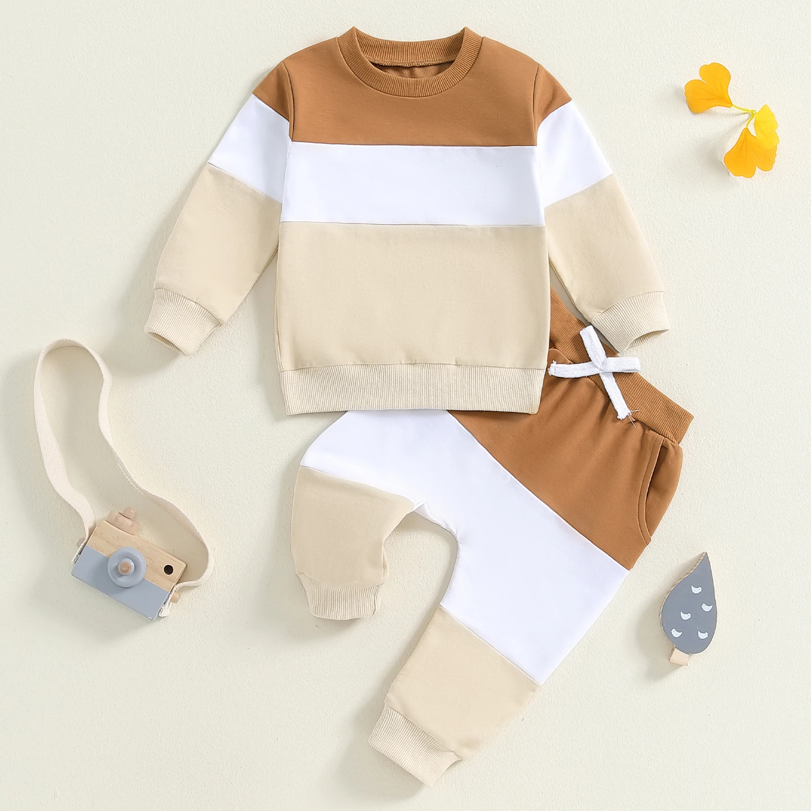 MISOWMNJOY Autumn Casual Newborn Baby Clothes for Boy Toddler Track Suits Long Sleeve Contrast Color Sweatshirt Pants Kids Set