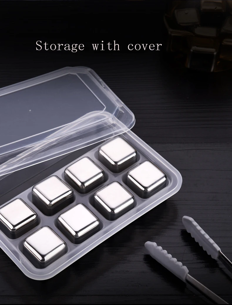 Stainless Steel Round Ball Cooling Cubes Stone Ice Cubes with Plastic Case  Tongs Drinks Cooler Beer Hielos De Acero Inoxidable - AliExpress