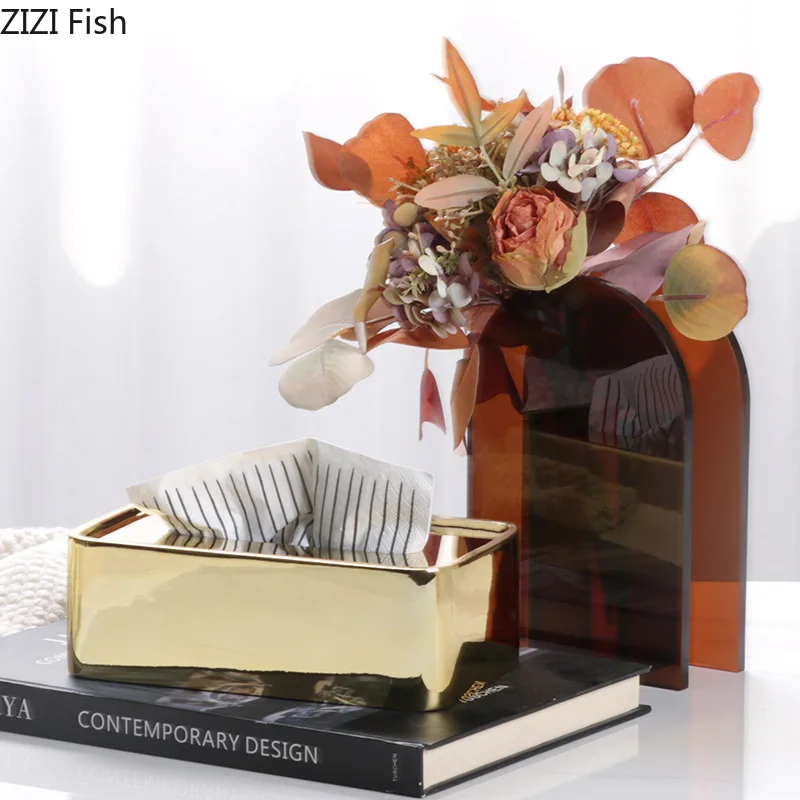 Rectangular Metal Tissue Box Napkin Boxes Ornament Tissue Holder Tissue Storage Box Paper Boxes Organizer Roll Paper Holder 3