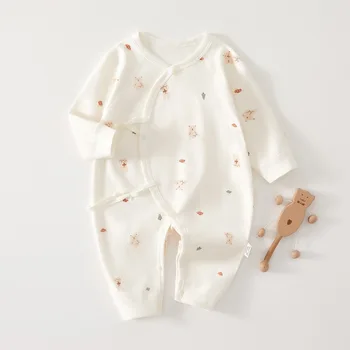 AYNIGIRLL بذلة للأطفال حديثي الولادة من 0 إلى 6 عث ملابس على شكل فراشة طوال الموسم ملابس قطنية نقية بذلة أطفال لطيفة 4