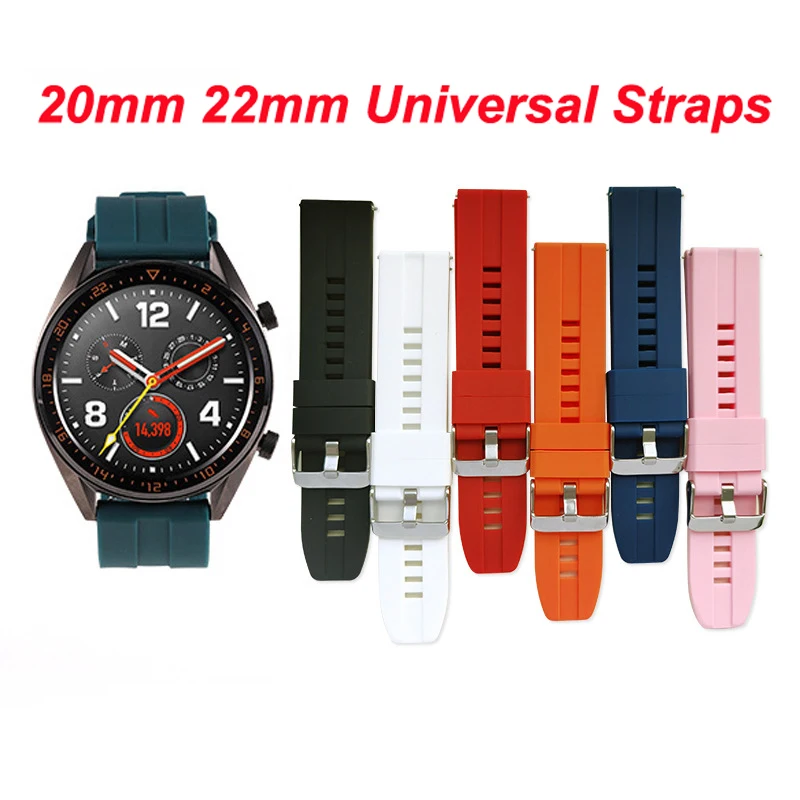 Universal Watch Straps 22mm 20mm Quick Release Silicone Bands for Samsung Xiaomi Amazfit Lige Huawei Colmi SENBONO Smartwatch