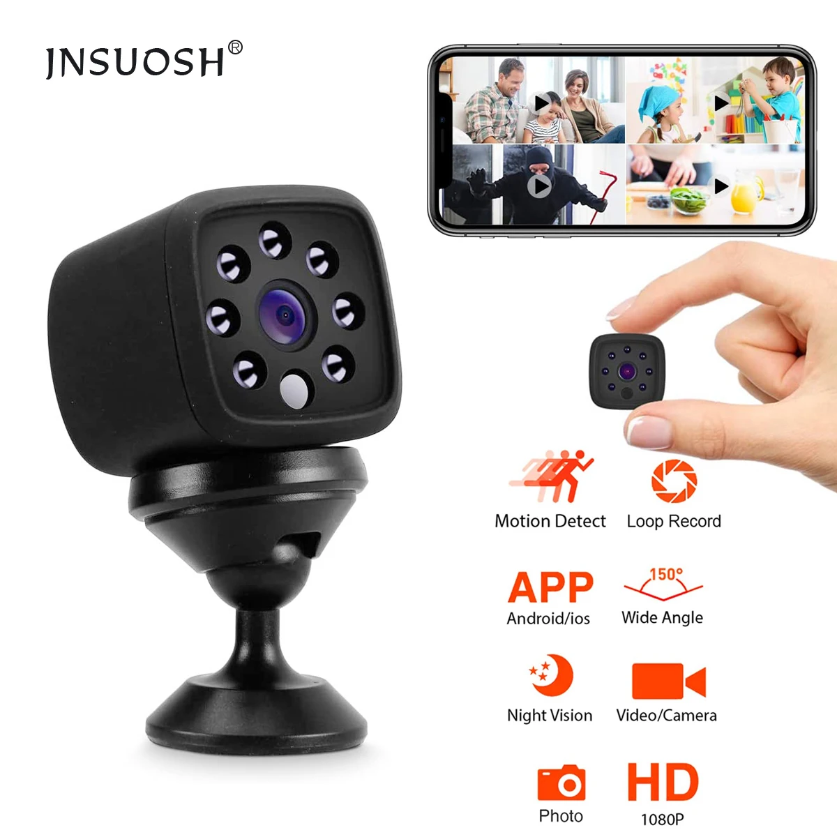 

Мини-камера видеонаблюдения с поддержкой Wi-Fi, 1080P, HD