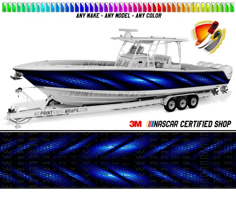 Navy Blue Scales Graphic Vinyl Boat Wrap Decal Fishing Pontoon