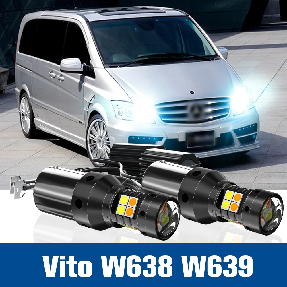 2pcs LED Dual Mode Turn Signal Daytime Running Light DRL Accessories Canbus For Mercedes Benz Vito W639 W638 1996 2008