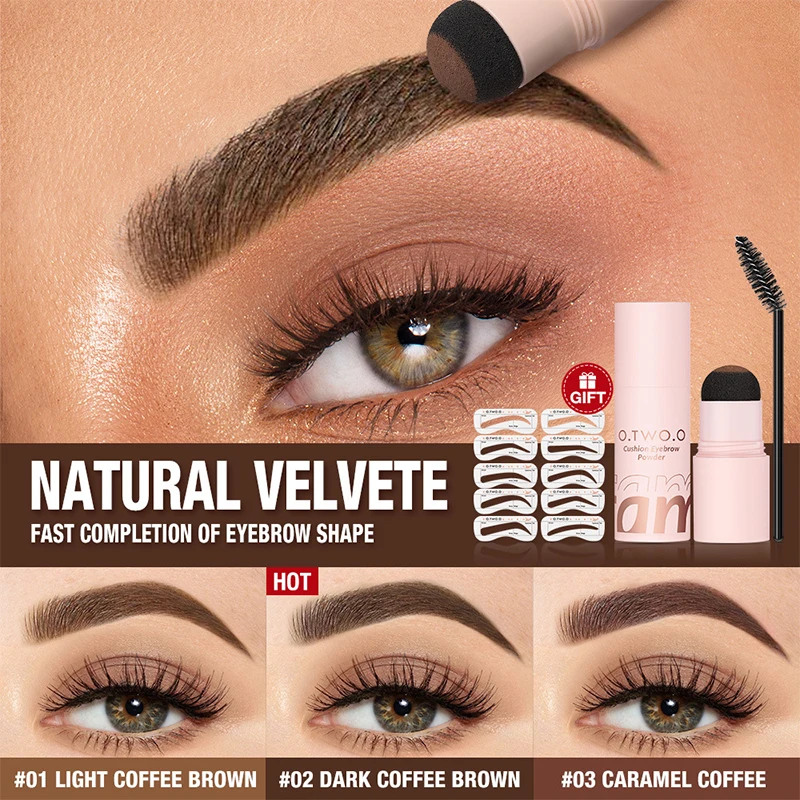 Eyebrow Powder - Air Cushion Eyebrow Powder Set, waterproof, natural, no smudge, superb, black and brown 6