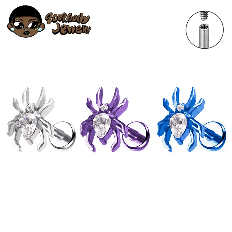 

Серьга-гвоздик из титана, 16 г, 18 г, с фианитом