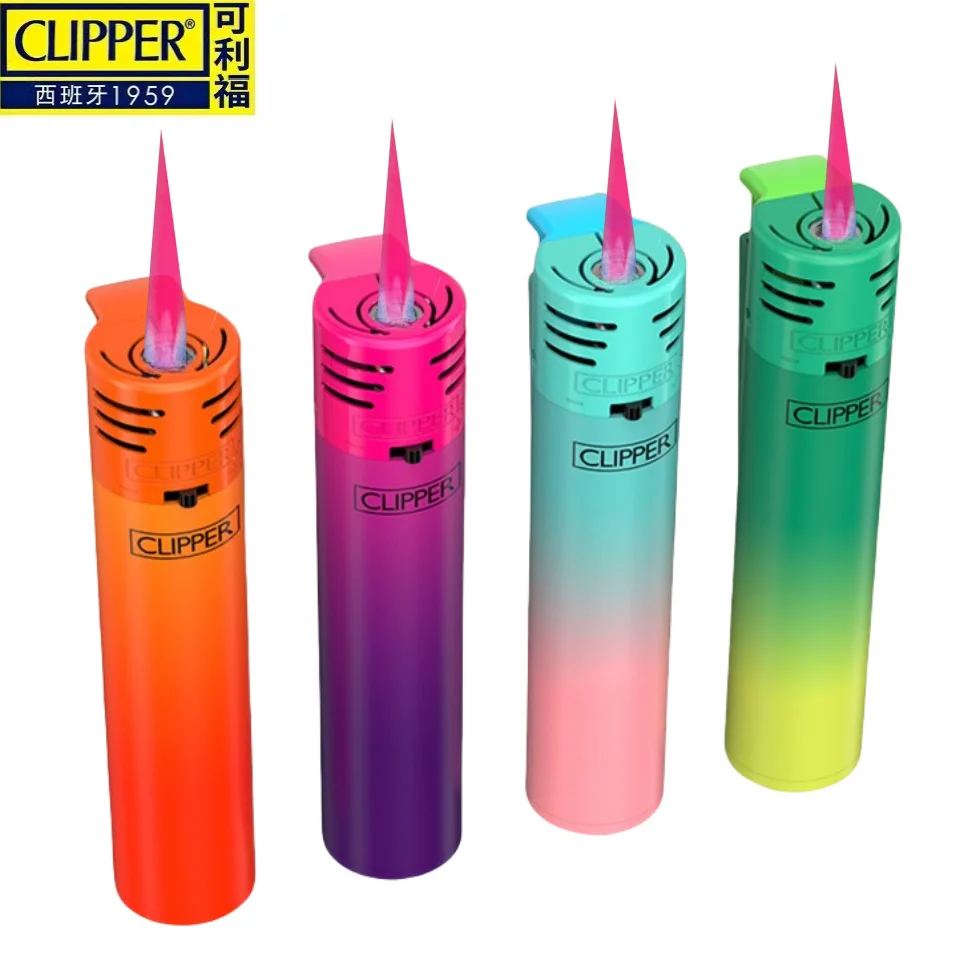 Clipper Lighter Portable Windproof Inflatable Butane Torch Collectible Pink Flame Gradient Style