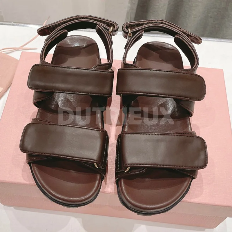 

Summer 2024 New Female Sandals Round Toe Genuine Leather Upper Anti Slip Sole Sandals Soft Comfortable Ladies Shoes