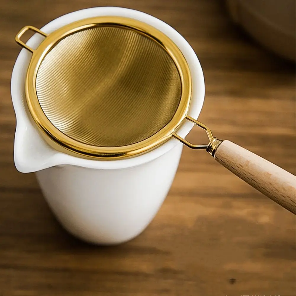 Stainless Steel Tea Strainer with Wooden Handle for Loose Leaf Tea