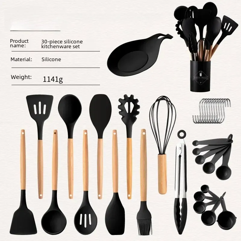 Wooden handle Black 24-piece set